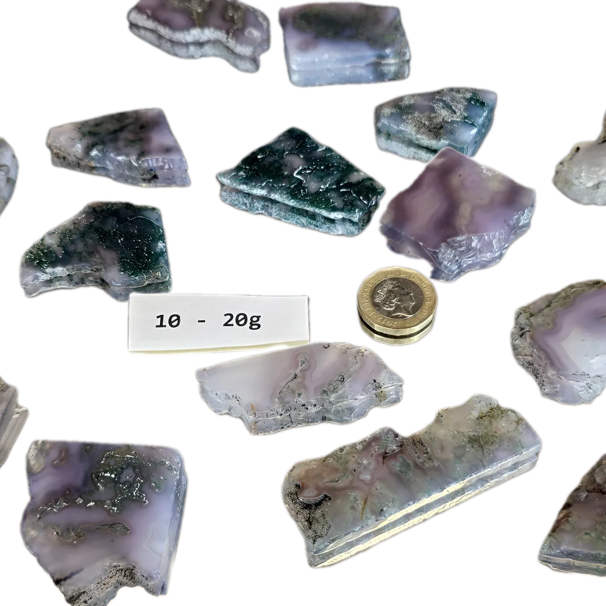 Purple Moss Agate Crystal Slices: 30-40g