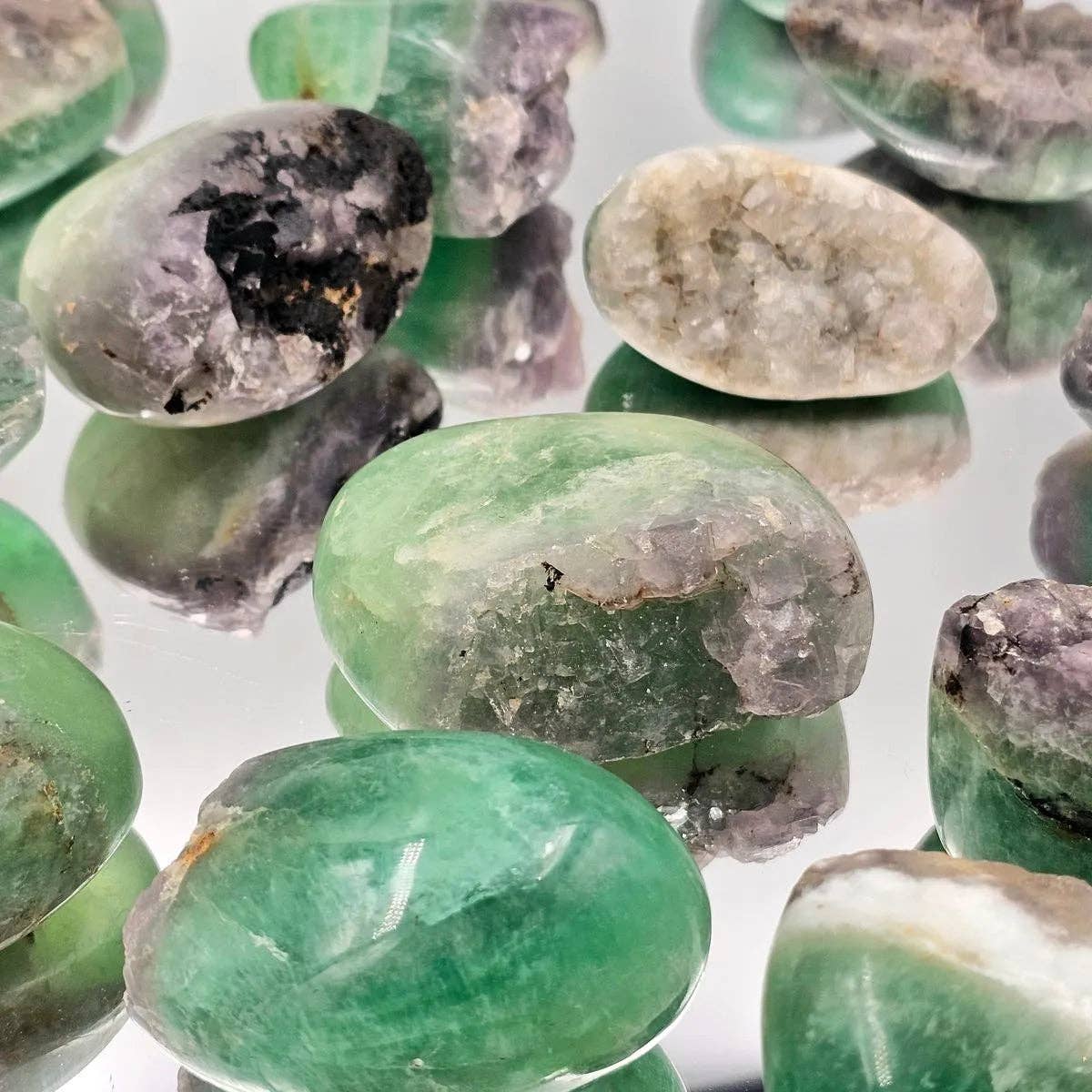 Fluorite Crystal Half Polished Half Natural - Madagascar