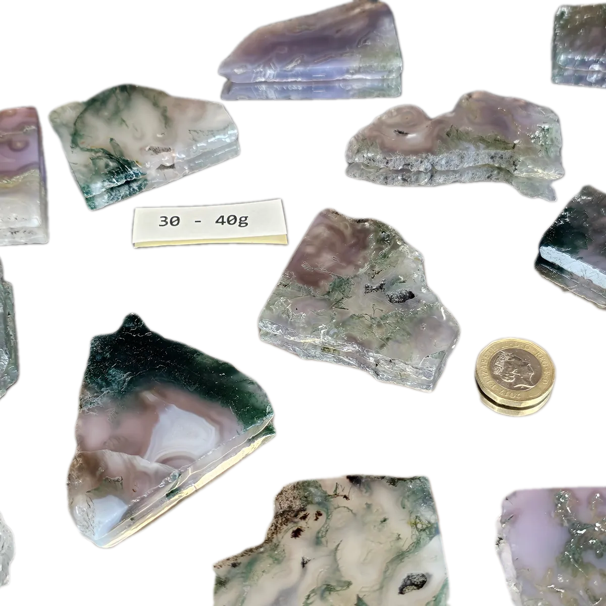 Purple Moss Agate Crystal Slices: 30-40g