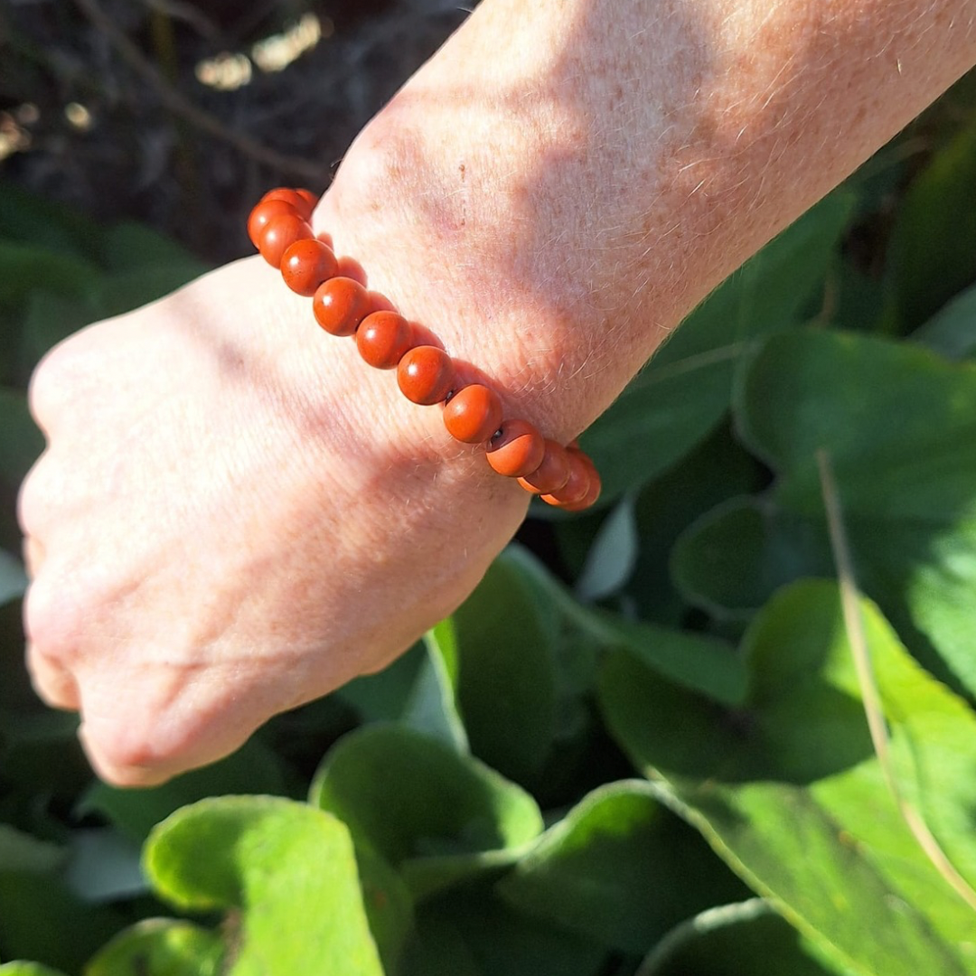 Matte Red Jasper Round Bead Bracelet – 8mm