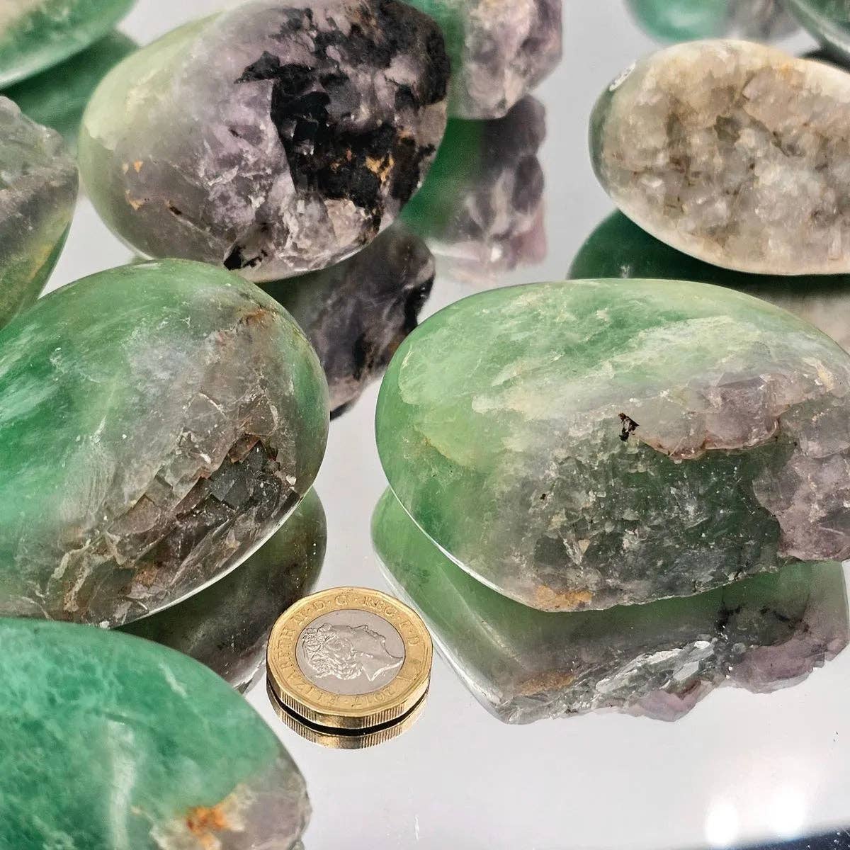 Fluorite Crystal Half Polished Half Natural - Madagascar