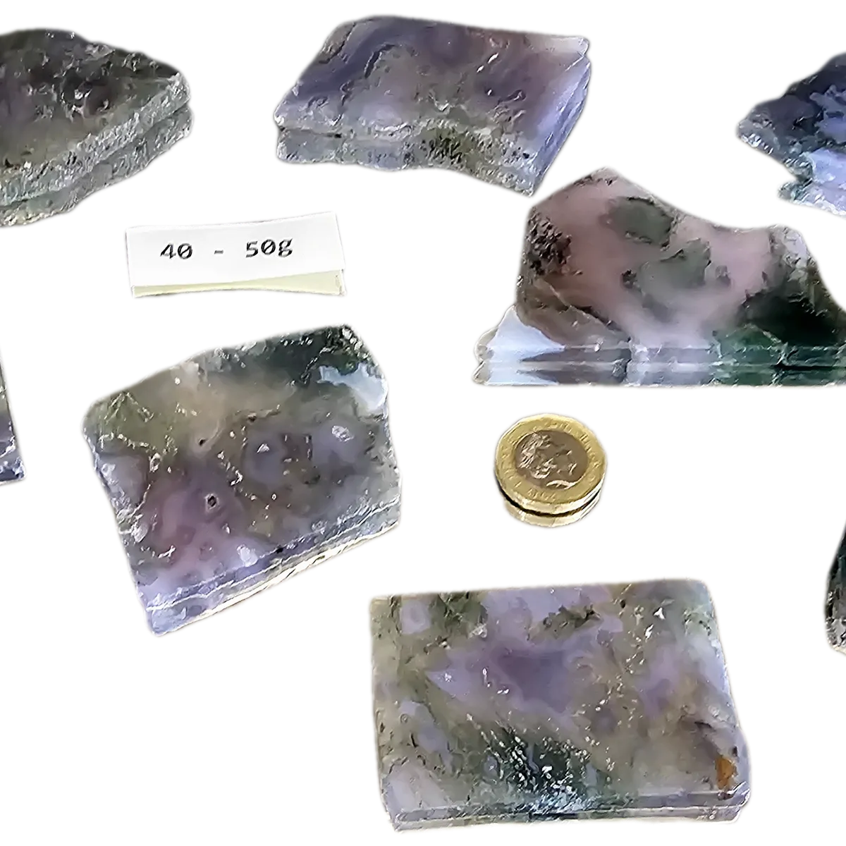 Purple Moss Agate Crystal Slices: 30-40g