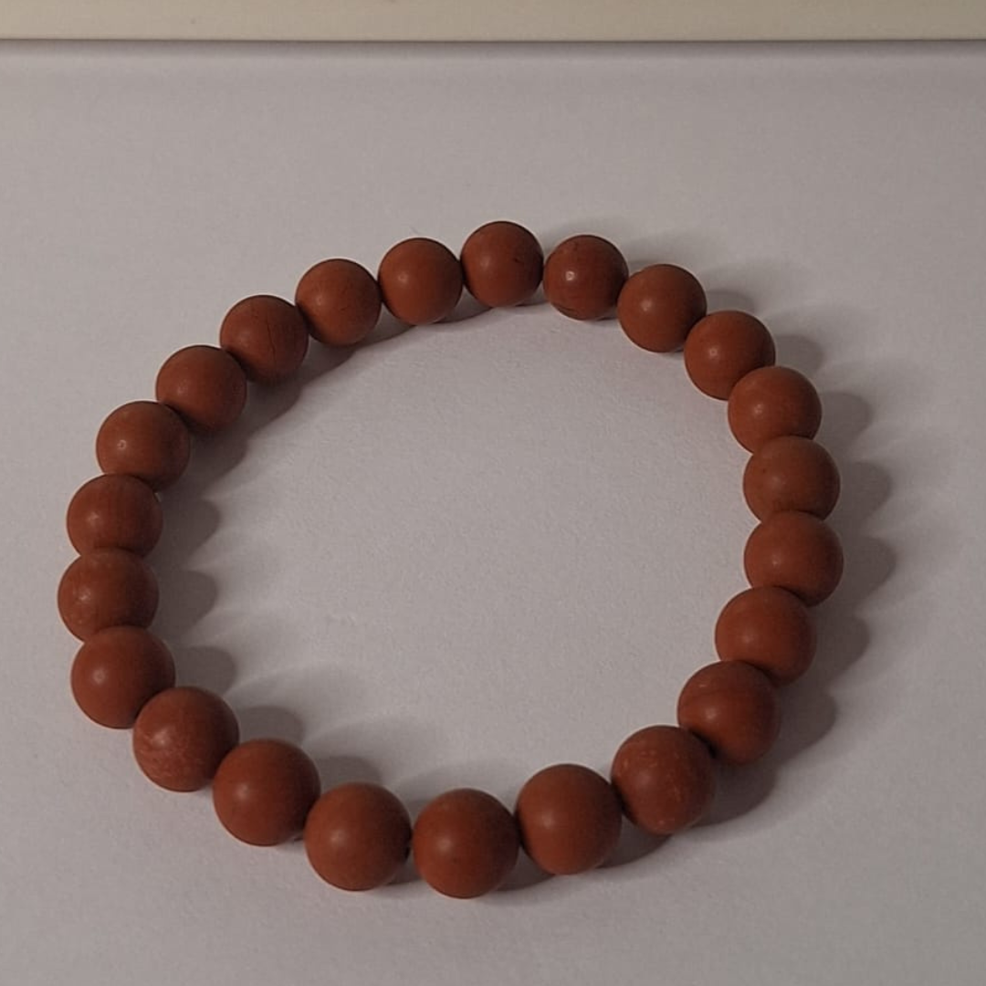 Matte Red Jasper Round Bead Bracelet – 8mm