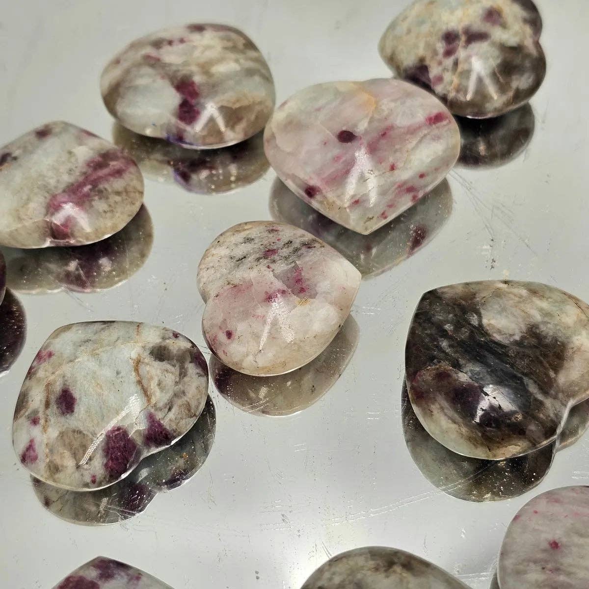 Rubellite Crystal Pocket Hearts