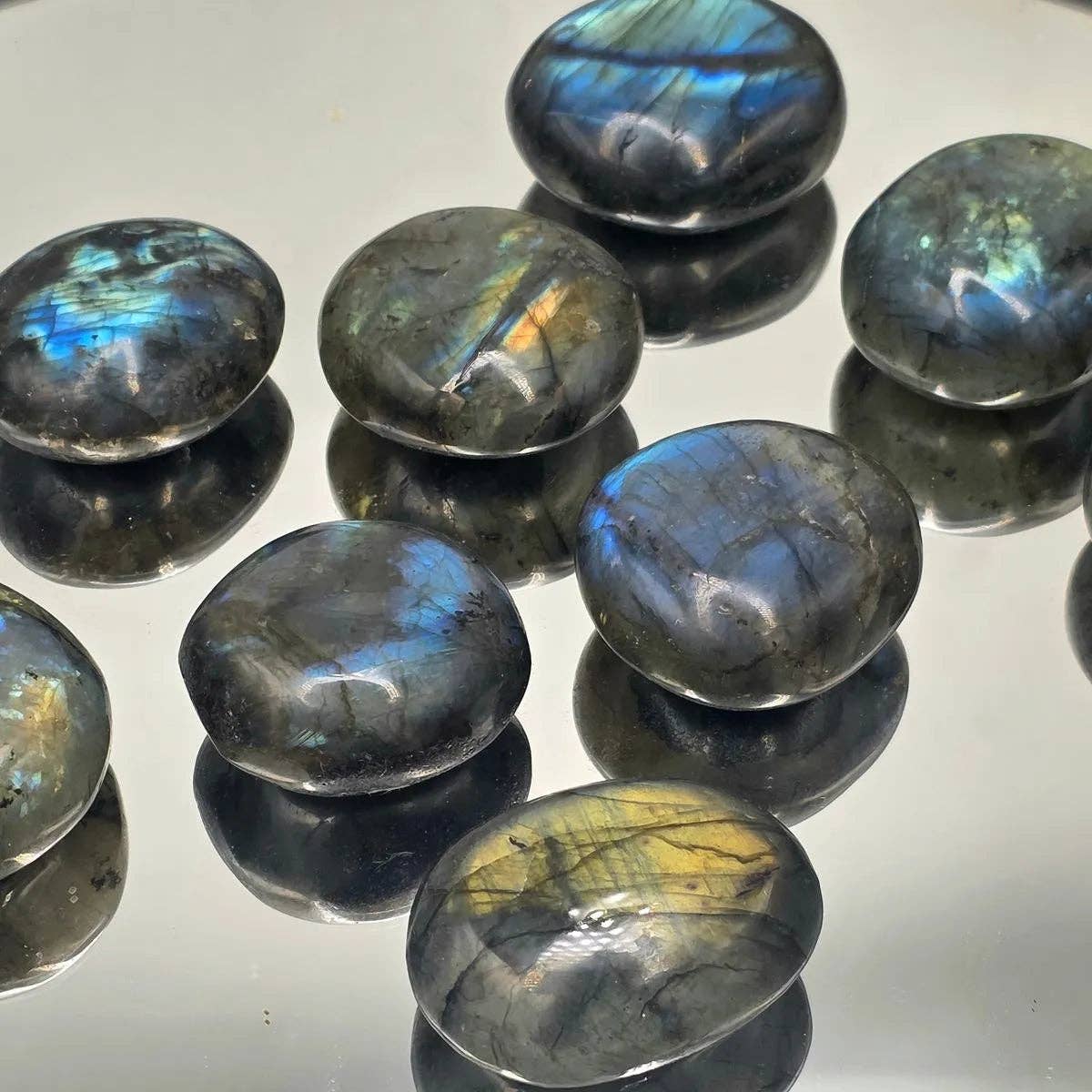 Labradorite Crystal Palmstones - Madagascar