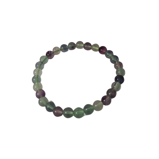 Rainbow Fluorite Round Bead Bracelet