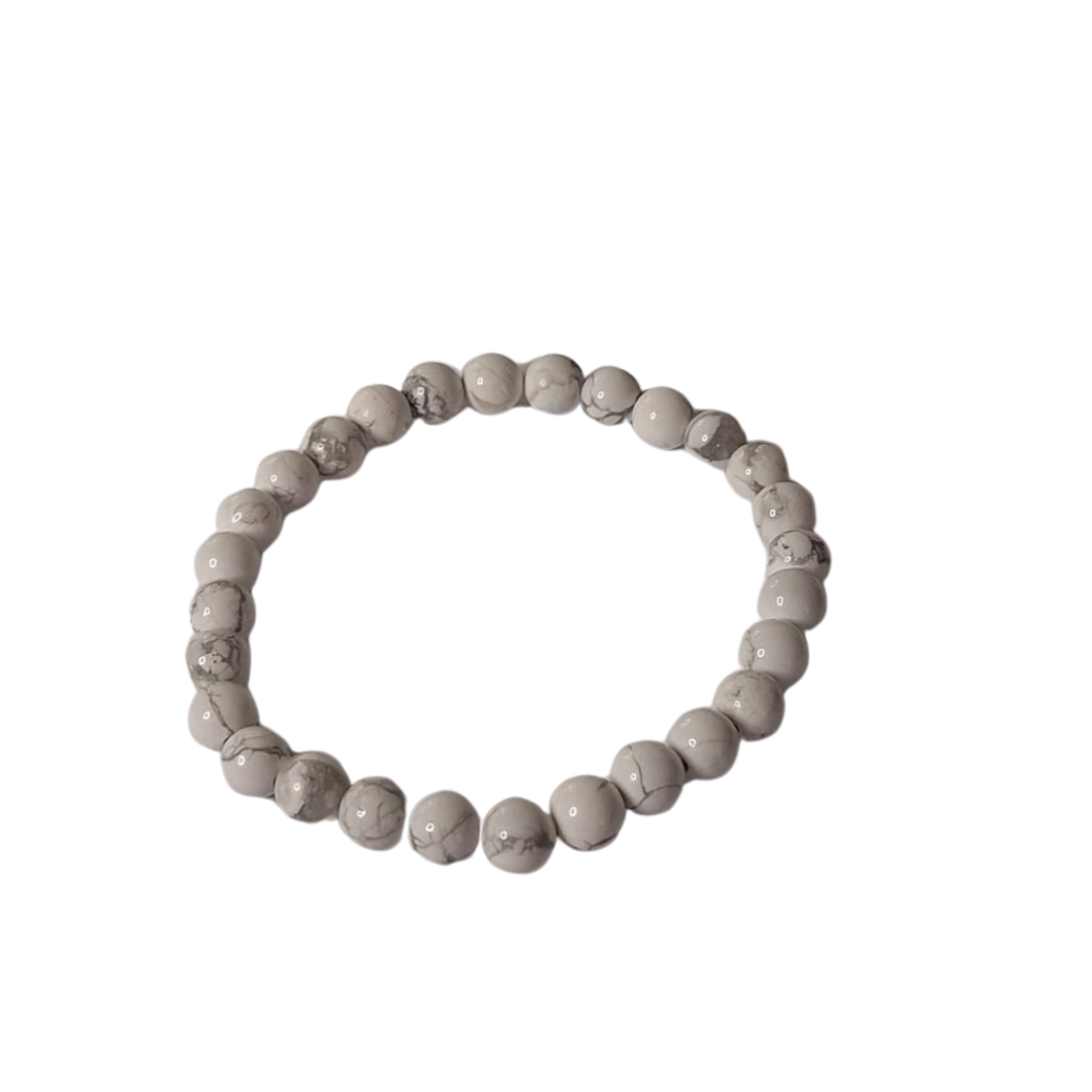 Howlite Round Bead Bracelet