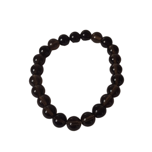 Smoky Quartz Round Bead Bracelet