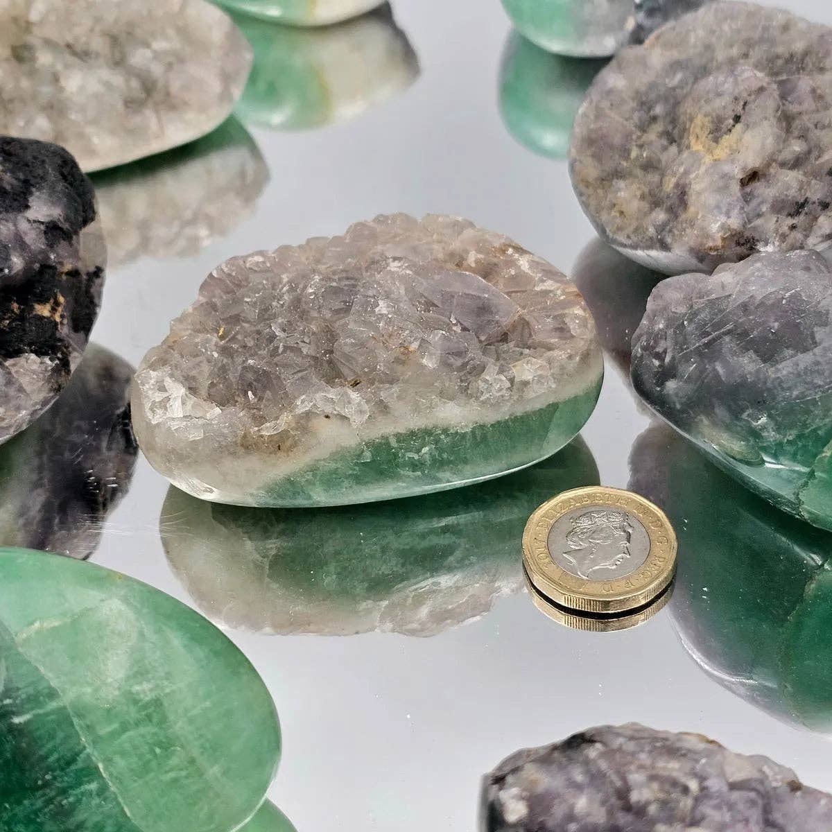 Fluorite Crystal Half Polished Half Natural - Madagascar